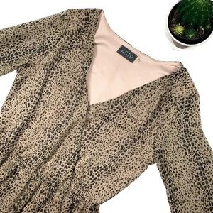 ASTR Long Sleeve Leopard Print Romper